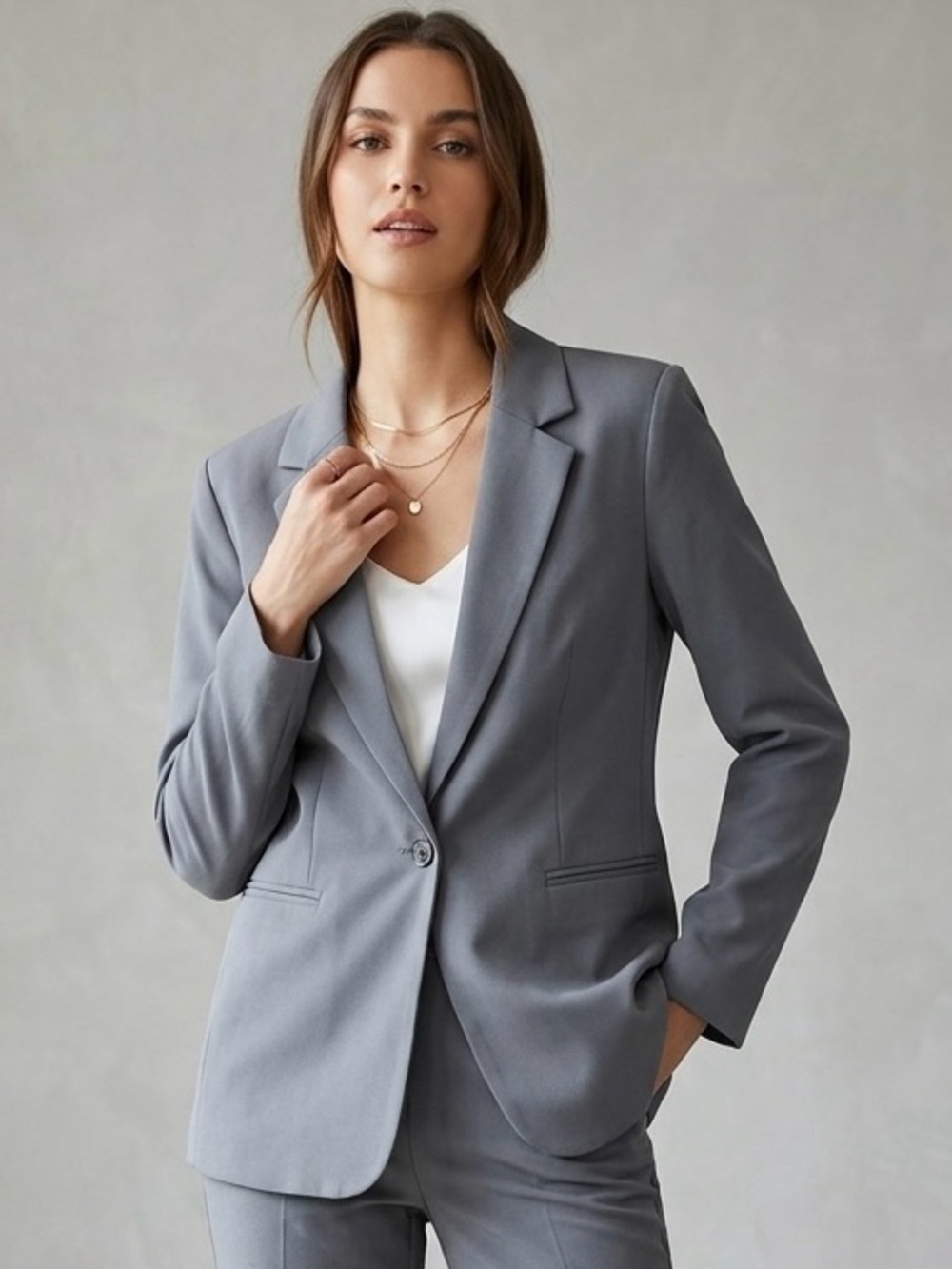 Vero Moda Grey Single Button Tailored Blazer S